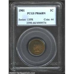 1901 1C PR66 Brown PCGS. Boldly struck with clean unmarked surfaces, the gorgeous brown finish yield