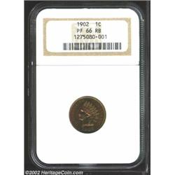 1902 1C PR66 Red and Brown NGC. A bright and lovely Cent that has intermingled copper-gold and olive