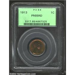 1913 1C PR65 Red PCGS. With slightly subdued mint red, this is a lovely example of a Matte Proof iss