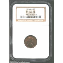 1916 1C PR66 Red and Brown NGC. Despite a mintage that is more than double, the 1916 (1,050 pieces p