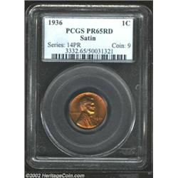 1936 1C Type One PR65 Red PCGS. With die striations apparent on both obverse and reverse, this speci