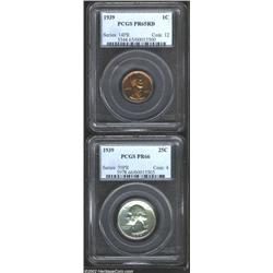 1939 1C Cent PR65 Red PCGS, flaming red and obviously just popped from an original proof set; and a.