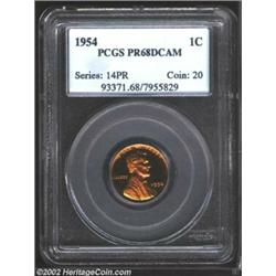 1954 1C PR68 Deep Cameo PCGS. Sharply contrasted on each side with deep mirrors and thickly frosted.