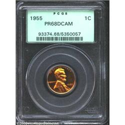 1955 1C PR68 Deep Cameo PCGS. A seemingly fully struck specimen that has gorgeous cameo contrast and