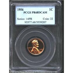 1956 1C PR68 Deep Cameo PCGS. A seemingly pristine Cent with exceptional contrast and a needle-sharp