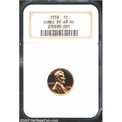 1958 1C PR69 Cameo NGC. Flashy orange-red coloration and very deeply mirrored in the fields. A perfe