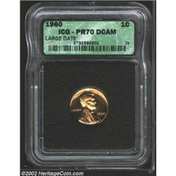 1960 1C Large Date PR70 Deep Cameo ICG. A radiant pinkish-golden specimen that has the contrast of a