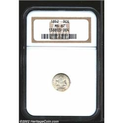 1852 3CS MS67 NGC. Formerly sold as lot 215 in our 2001 Santa Clara Bullet Sale, where it was descri