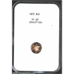 1873 3CS PR62 NGC. A well struck representative that has flashy mirrored fields and spectacular elec