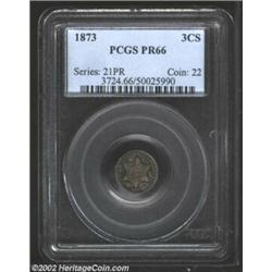 1873 3CS PR66 PCGS. Many of the 600 proof 1873 Three Cent Silvers originally produced were melted at