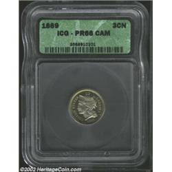 1869 3CN PR66 Cameo ICG. The eye appeal of this coin would easily support an even higher grade. Love
