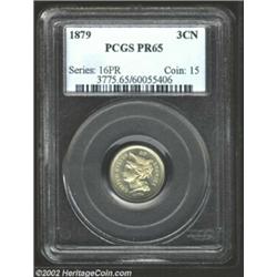 1879 3CN PR65 PCGS. There is little to no toning on either side of this crisply detailed specimen. B