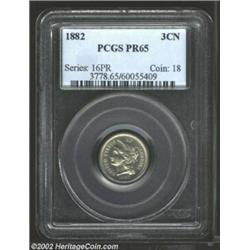 1882 3CN PR65 PCGS. Deep steel-grey coloration and ample reflectivity would make this an ideal addit