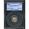 Image 1 : 1882 3CN PR67 Cameo PCGS. Faintly variegated golden-brown patina graces the surfaces of this well st