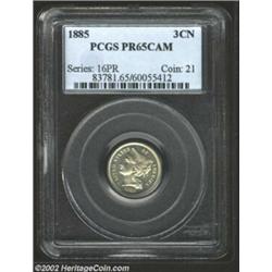 1885 3CN PR65 Cameo PCGS. Virtually free of toning, several minor scratches do not succeed in limiti