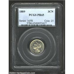 1889 3CN PR65 PCGS. Reflective and flashy, with all the qualities that one would expect with this gr