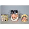 Image 1 : One large and two small Royal Doulton character jugs including Beefeater D6206, Queen Victoria D6913