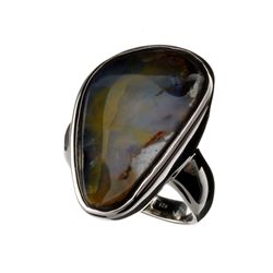 APP: 3.5k Natural Freeform Boulder Opal And Platinum Over Sterling Silver Ring