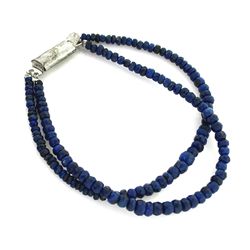 APP: 1k 30.00CT Round Cut Bead Blue Sapphire And Sterling Silver Bracelet