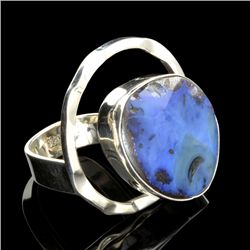 APP: 1.2k 8.90CT Natural Freeform Boulder Opal And Platinum Over Sterling Silver Ring