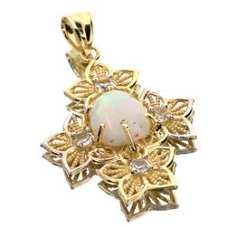 APP: 2.4k 14 kt. Yellow and White Gold, 2.44CT Crystal Opal and Topaz Pendant