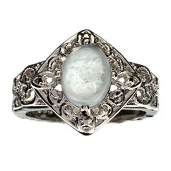 APP: 1.9k 1.27CT Oval Cut Aquamarine And Platinum Over Sterling Silver Ring