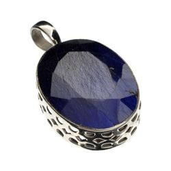 APP: 5.8k Designer Sebastian 55.70CT Oval Cut Blue Sapphire and Sterling Silver Pendant