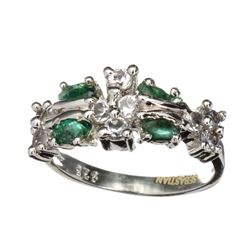 APP: 2.2k Designer Sebastian 0.75CT Green Beryl Emerald And Topaz Platinum Over Sterling Silver Ring