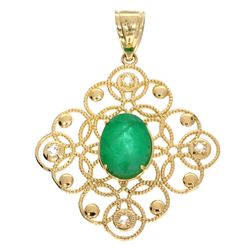 APP: 3.5k 14 kt Gold, 3.46CT Emerald and Topaz Pendant