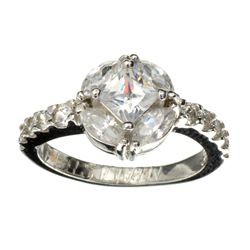 APP: 0.5k Designer Sebastian 2.03CT Swiss Cubic Zirconia And Platinum Over Sterling Silver Ring