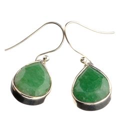 APP: 0.6k 6.30CT Pear Cut Emerald And Platinum Over Sterling Silver Earrings