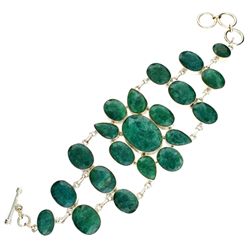 APP: 7k 149.05CT Green Beryl and Sterling Silver Bracelet