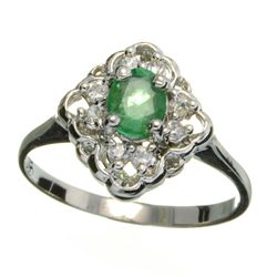 APP: 1k 0.35CT Emerald and Topaz Platinum Over Sterling Silver Ring