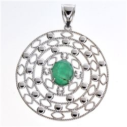 APP: 3.2k 1.56CT Emerald and Topaz Platinum Over Sterling Silver Pendant