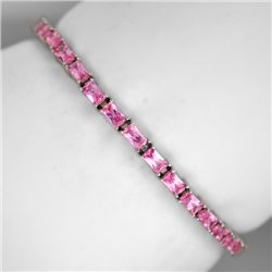 Custom Made Sterling Silver Opal Fancy French Cubic Zirconium Tennis Bracelet