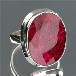 APP: 3.3k 13.41CT Oval Cut Ruby and Sterling Silver Ring