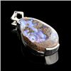 Image 1 : APP: 3.1k Natural Freeform Boulder Opal And Platinum Over Sterling Silver Pendant