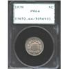 1878 5C PR64 PCGS. A well struck near-Gem that has rich silver-gray patina. There is a vertical line