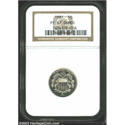 1881 5C PR67 Cameo NGC. Brilliant and deeply mirrored with sparkling surfaces and pronounced white-o