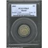1883 5C PR65 PCGS. This beautiful proof issue boasts lightly frosted devices and spot-free surfaces.