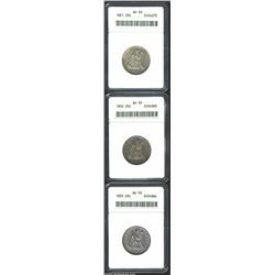 1851 25C AU50 ANACS, moderately abraded, the partially lustrous and boldly detailed surfaces are pat