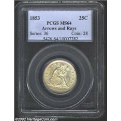 1853 25C Arrows and Rays MS64 PCGS. The present sale notwithstanding, the 1853 Arrows and Rays is a.