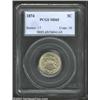 Image 1 : 1874 5C MS65 PCGS. Uniform steel-grey surfaces shimmer with satiny luster, while multiple obverse di