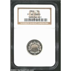 1866 5C Rays PR66 Cameo NGC. The 1866 was the first year of Nickel coinage and it is a scarce two-ye