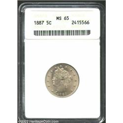 1887 5C MS65 ANACS. A boldly lustrous specimen with hints of what may have been grease that was stru