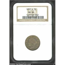 1912-D 5C MS64 NGC. Extremely well struck and toned a light gray overall, being irregularly framed i