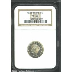 1883 5C With Cents PR65 NGC. Brilliant and virtually untoned, with generous reflectivity. A small sp