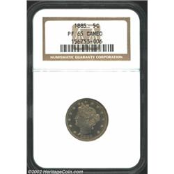 1885 5C PR65 Cameo NGC. A stunning, two-tone Cameo contrast is presented on each side of this gently