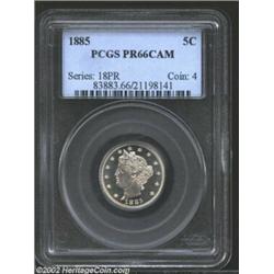 1885 5C PR66 Cameo PCGS. Few proof specimens from this time period can be found with such flashy, hi