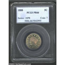 1888 5C PR66 PCGS. Lovely gold and lilac patina. A well struck and carefully preserved Gem that has.